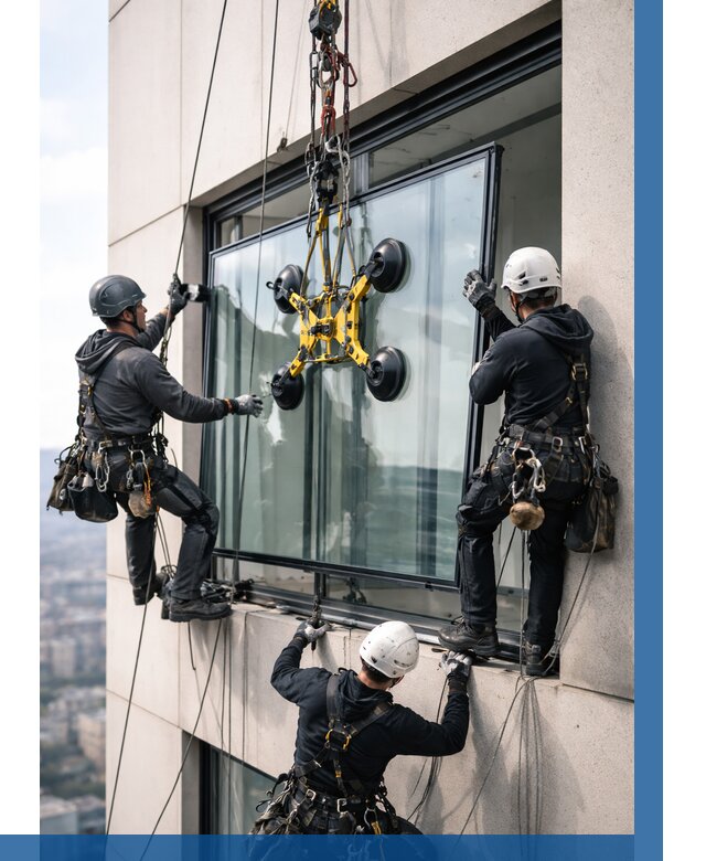 Монтаж стеклопакетов на высоте в Нововоронеже от 3238 р. | ВЫСОТНИК-Нвв