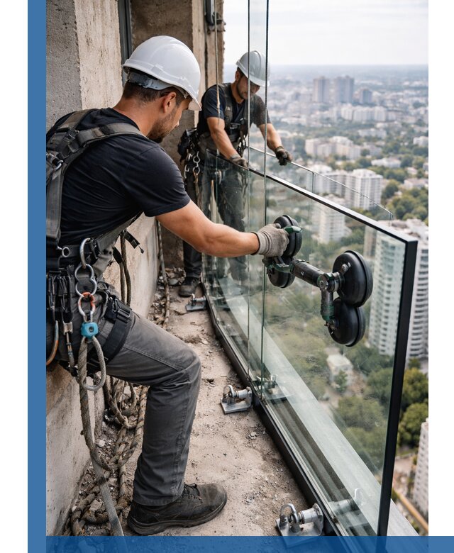 Монтаж стеклянных ограждений под ключ с гарантией в Нововоронеже