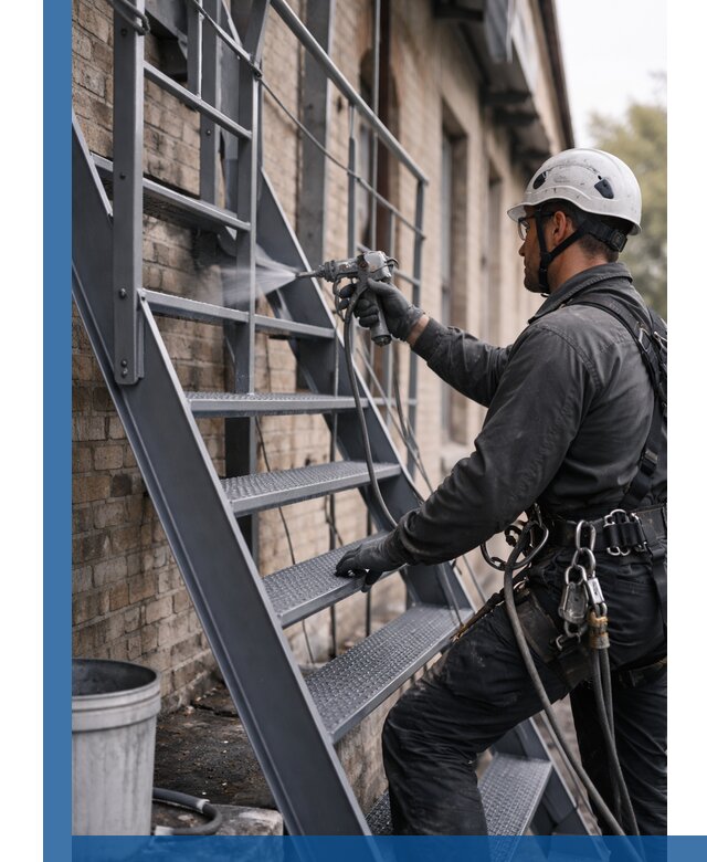 Покраска и антикоррозионная защита пожарных лестниц в Нововоронеже