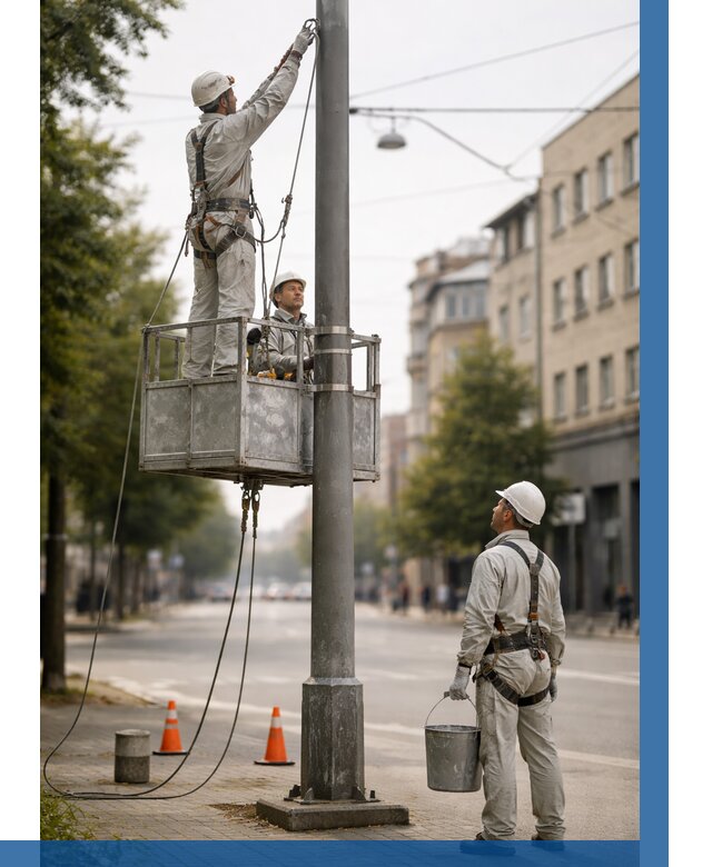 Покраска опор освещения в Нововоронеже от 5060 р. | ВЫСОТНИК-Нвв