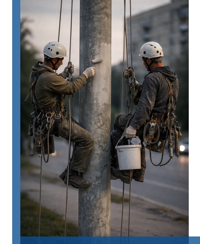 Покраска опор освещения и антикоррозийная защита в Нововоронеже