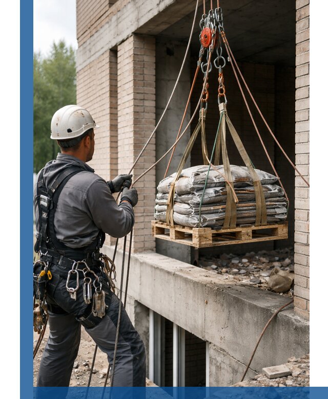 Подъем материалов на этаж веревками в Нововоронеже оперативно