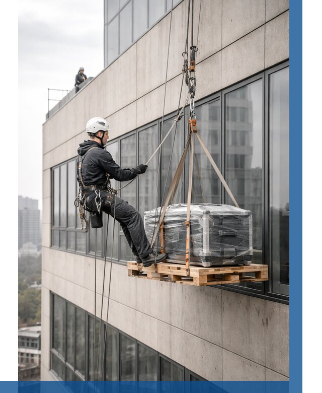 Спуск груза по фасаду в Нововоронеже от 3542 р. | ВЫСОТНИК-Нвв