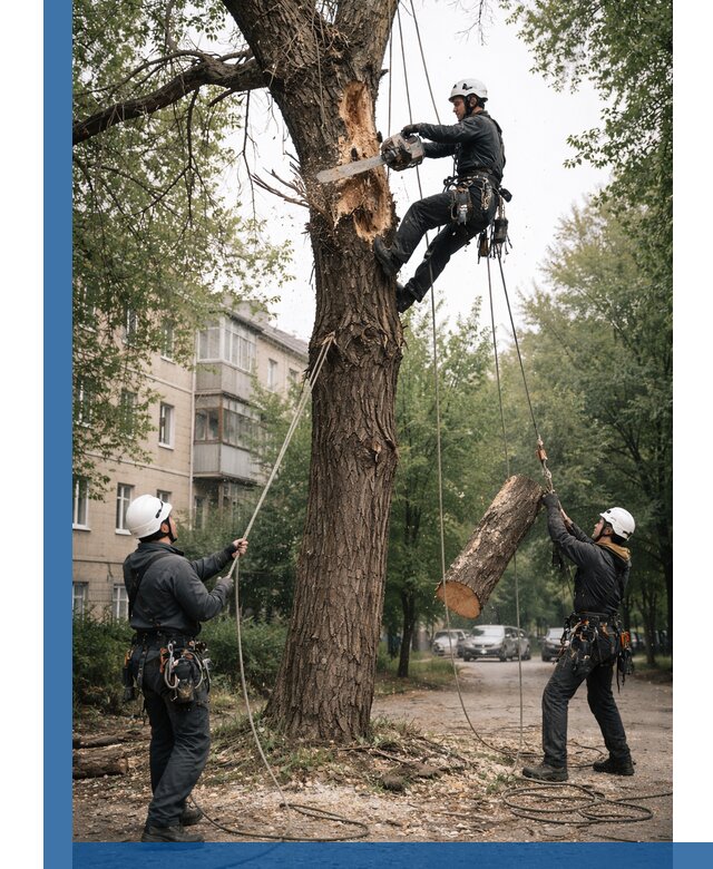 Срочное удаление аварийных деревьев в Нововоронеже с гарантией безопасности