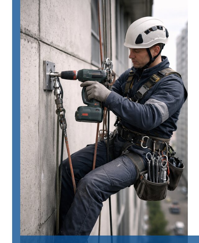 Установка анкерных точек для высотных работ в Нововоронеже