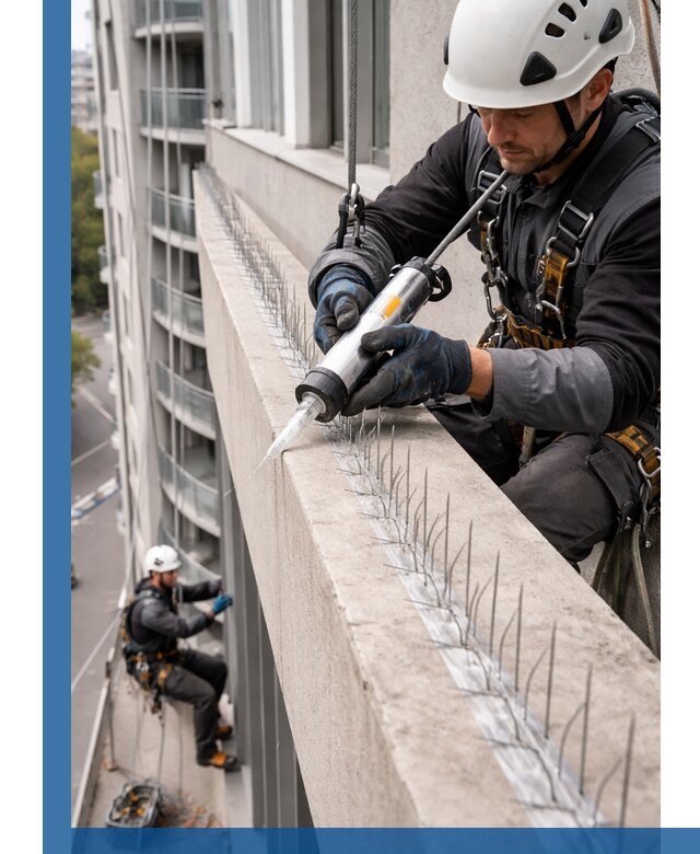 Установка шипов от птиц на фасадах и кровлях в Нововоронеже